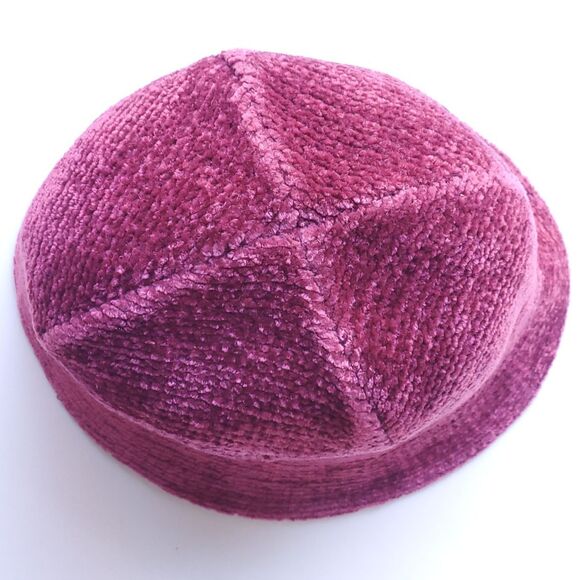 Vintage Charter Club Bucket Hat Chenille Raspberry Red Dark Rose 21.5 inch Band - Picture 9 of 9